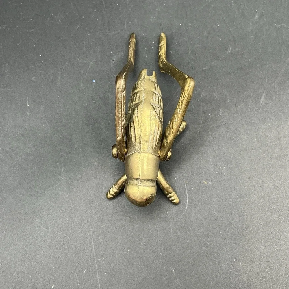 Vintage‎ Brass Grasshopper Cricket Locust Figurine Paperweight Bug 4